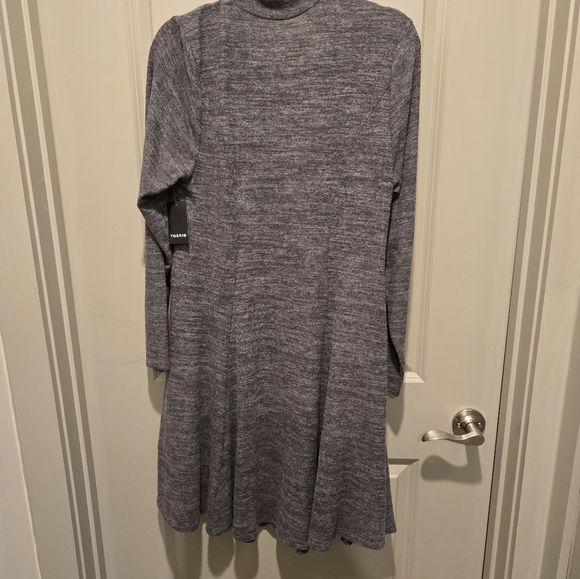At The Knee Hacci Mock Neck Fit N Flare Dress - Picture 7 of 7
